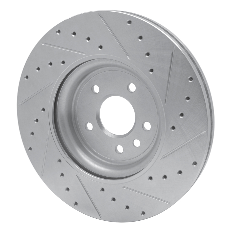 Jaguar XF Brake Rotor (1) - Front Left - R1 Concepts - Drilled & Slotted - Silver - `17-`20